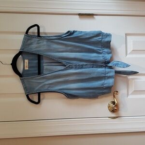 Bella Dahl Light Blue Tie-Front Tank Top